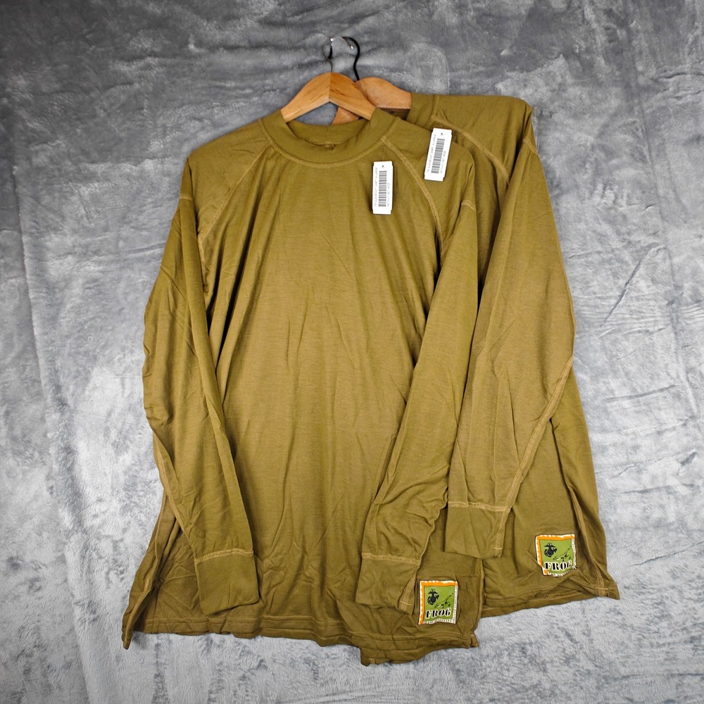 NWT Lot x2 USMC FROG Silkweight Shirt XL Flame Resist Base Layer Coyote Peckham